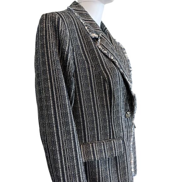 Chicos Striped Navy Tweed‎ Blazer Size S - Picture 8 of 12